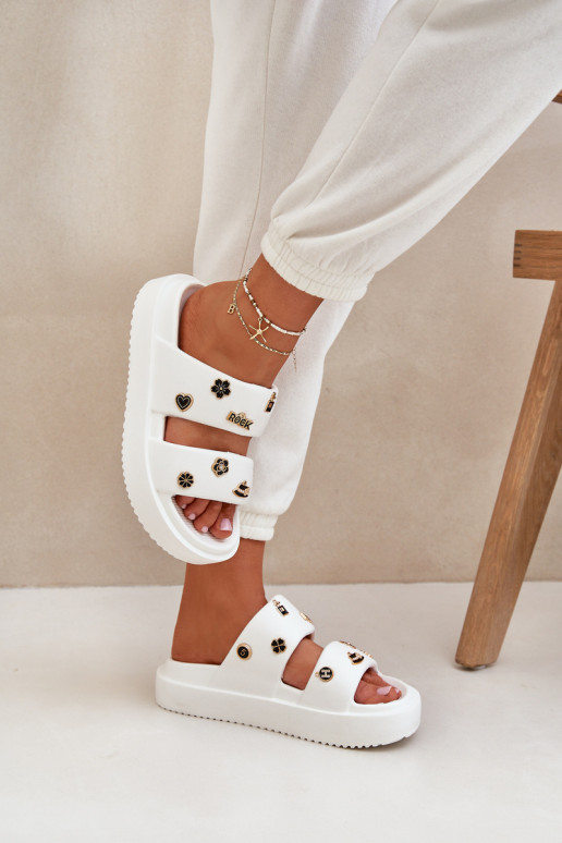 Foam Women's Slippers With Clips White Ravanala Foam Women's Slippers With Clips White Ravanala