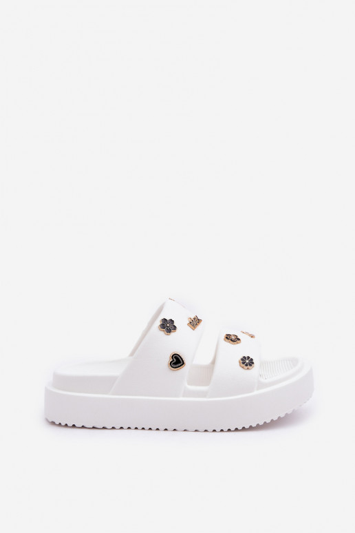 Foam Women's Slippers With Clips White Ravanala Foam Women's Slippers With Clips White Ravanala
