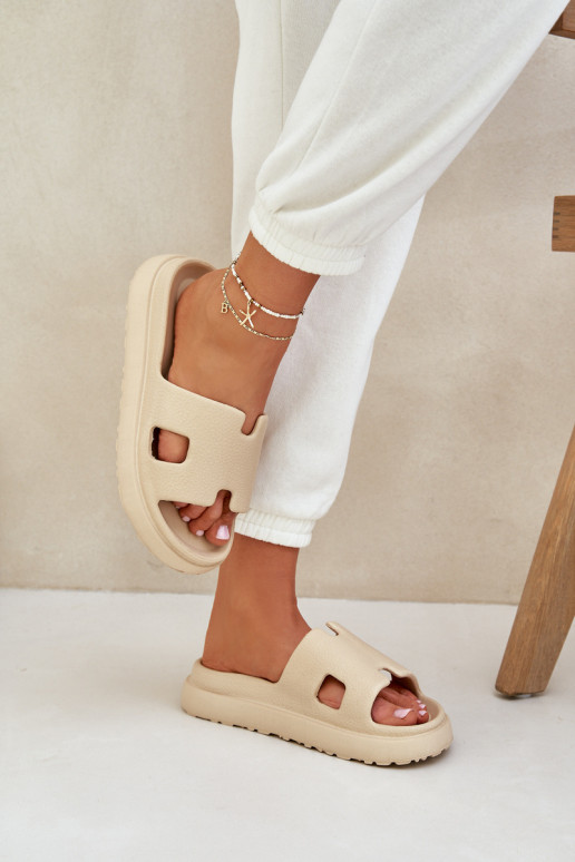 Foam Slippers With Cutouts Beige Neladith Foam Slippers With Cutouts Beige Neladith
