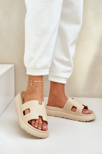 Foam Slippers With Cutouts Beige Neladith 2