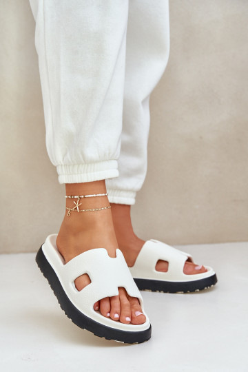 Foam Slippers With Cutouts White Neladith 2