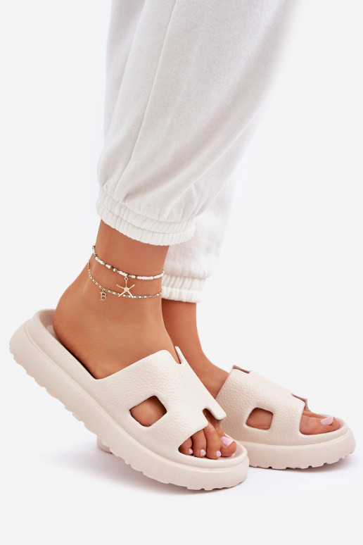 Foam Slippers With Cutouts Light Beige Neladith