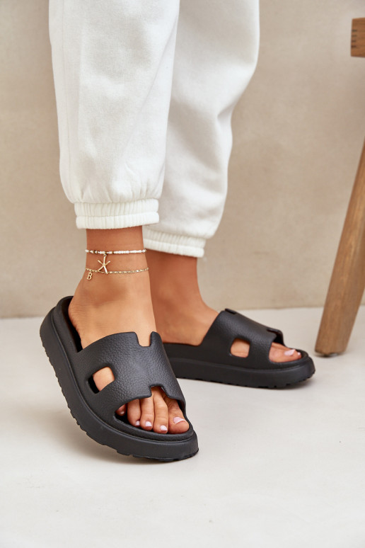 Foam Slippers With Cutouts Black Neladith Foam Slippers With Cutouts Black Neladith