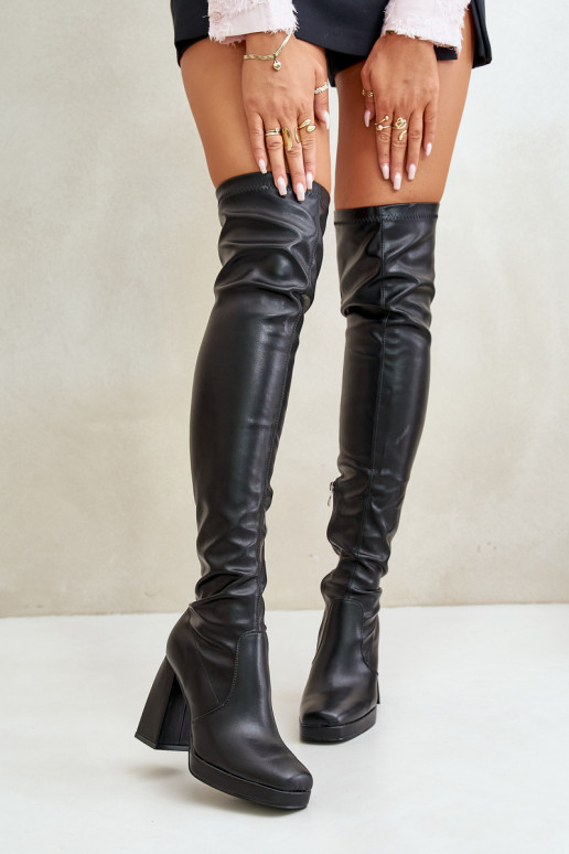 Knee High Heeled Boots Black Liatheia Knee High Heeled Boots Black Liatheia