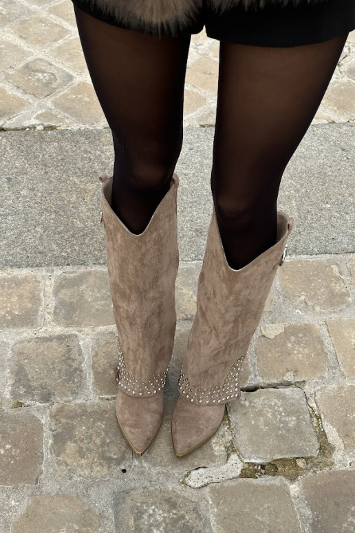 Knee-high Boots With Rolled Shaft On... Knee-high Boots With Rolled Shaft On...