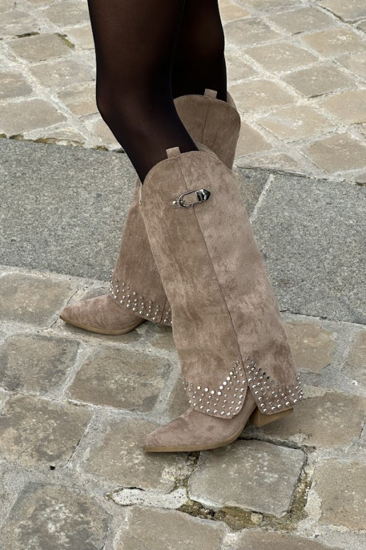 Knee-high Boots With Rolled Shaft On... Knee-high Boots With Rolled Shaft On...