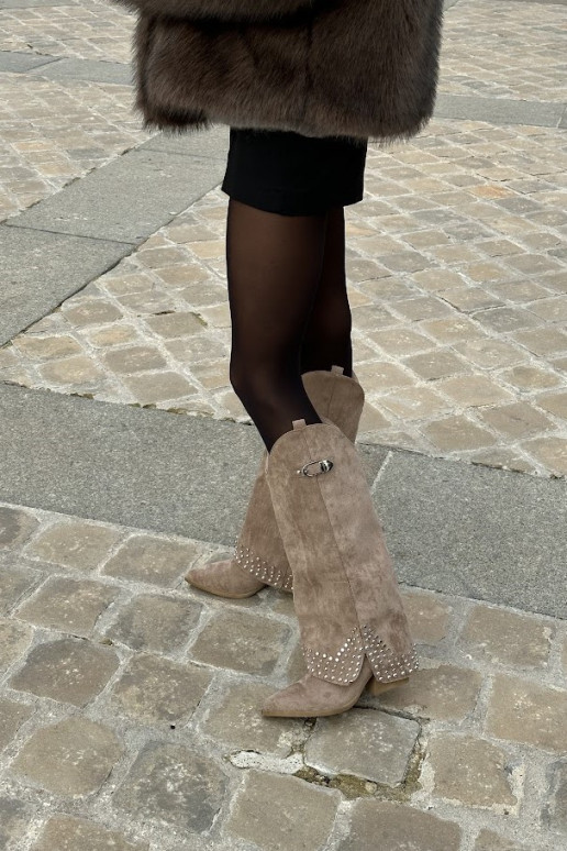 Knee-high Boots With Rolled Shaft On... Knee-high Boots With Rolled Shaft On...