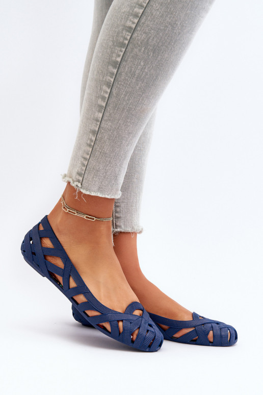 Women's Rubber Ballerina Flats Navy Blue Salam
