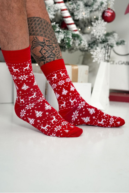 Men's Christmas Socks Norwegian Pattern Red Men's Christmas Socks Norwegian Pattern Red