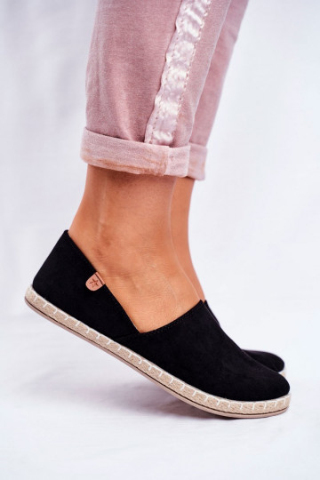 Damskie Welurowe Espadryle Czarne Vulcano 2