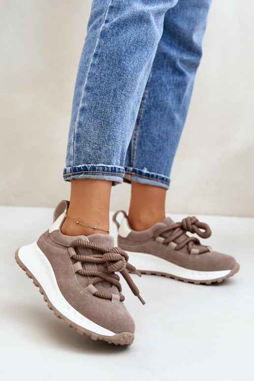 Women'S Suede Sneakers With Thick...