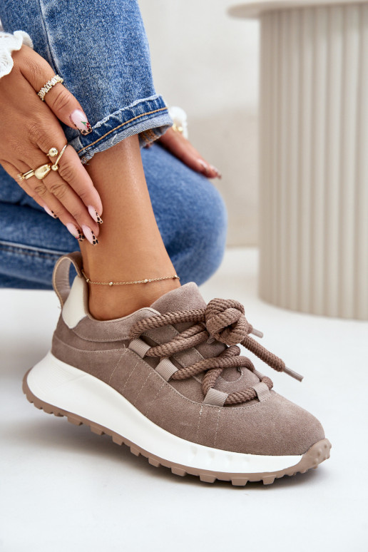 Women'S Suede Sneakers With Thick...