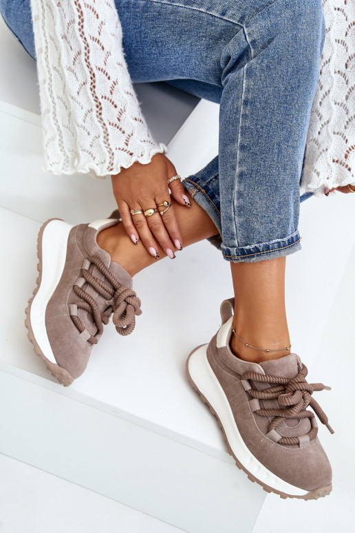 Women'S Suede Sneakers With Thick...