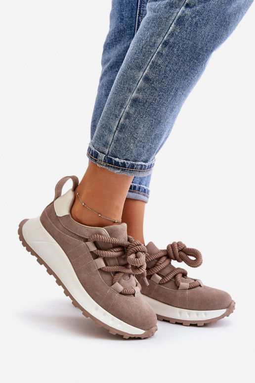 Women'S Suede Sneakers With Thick...