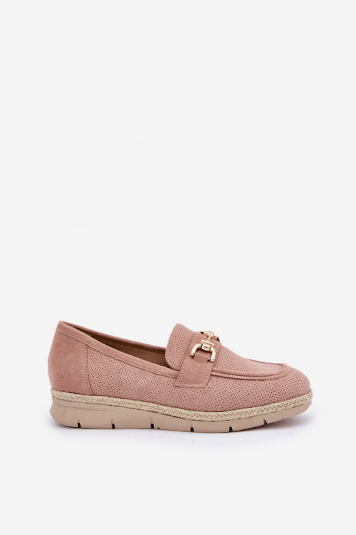 Cutout loafers with gold detail and jute weaving pink Lainer Cutout loafers with gold detail and jute weaving pink Lainer