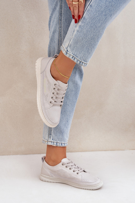 Women's Leather Sneakers Grey Cloesa Women's Leather Sneakers Grey Cloesa