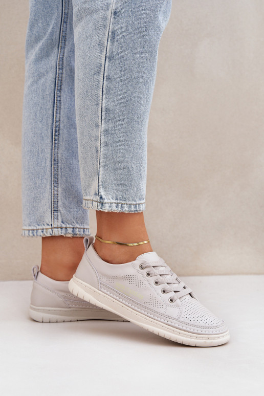 Women's Leather Sneakers Grey Cloesa Women's Leather Sneakers Grey Cloesa