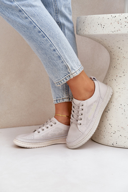 Women's Leather Sneakers Grey Cloesa Women's Leather Sneakers Grey Cloesa