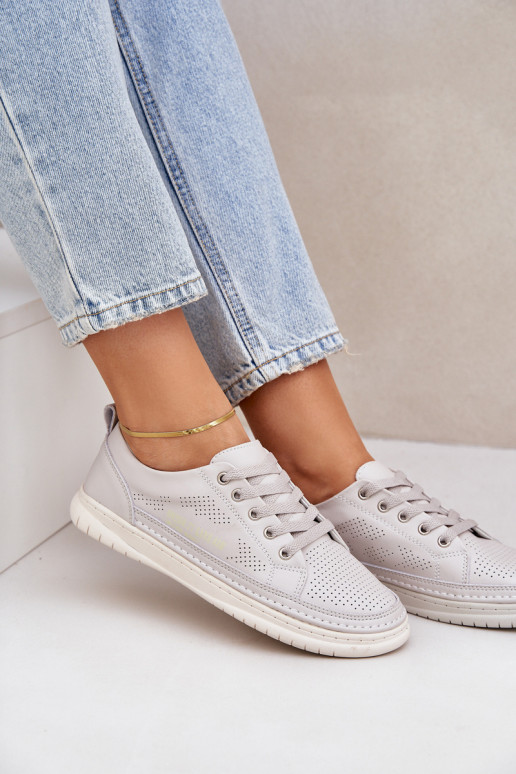 Women's Leather Sneakers Grey Cloesa Women's Leather Sneakers Grey Cloesa