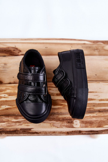 Children's leather casual shoes with sticky fastenings BIG STAR KK374054 black 2