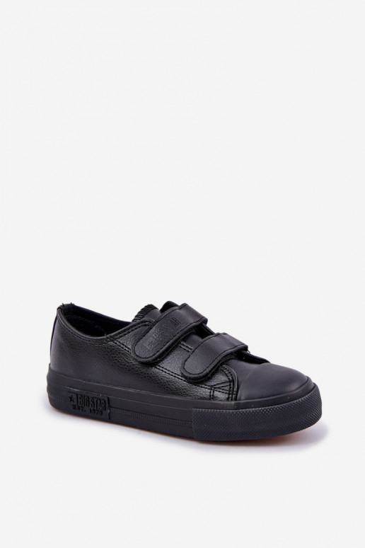 Children's leather casual shoes with sticky fastenings BIG STAR KK374054 black Children's leather casual shoes with sticky fastenings BIG STAR KK374054 black