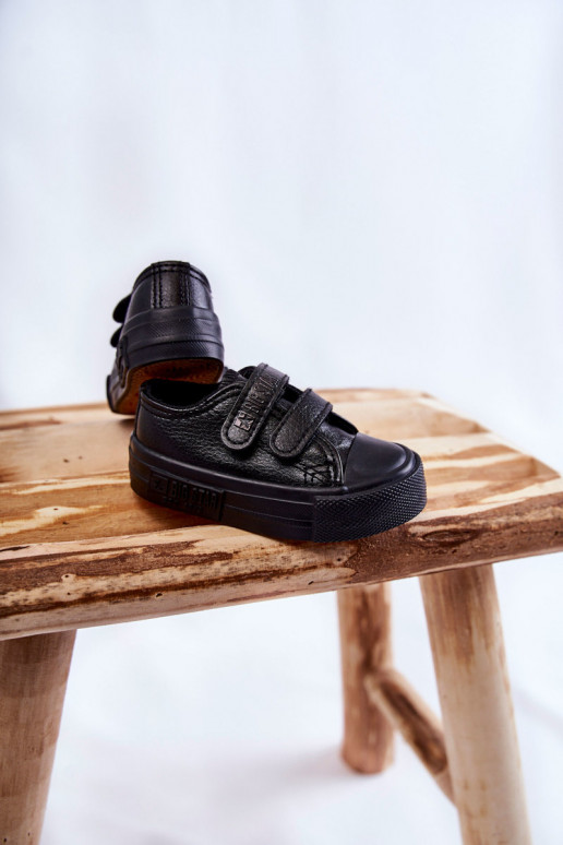 Children's leather casual shoes with sticky fastenings BIG STAR KK374054 black Children's leather casual shoes with sticky fastenings BIG STAR KK374054 black