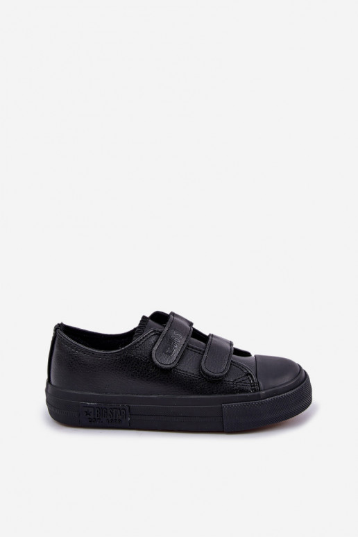 Children's leather casual shoes with sticky fastenings BIG STAR KK374054 black Children's leather casual shoes with sticky fastenings BIG STAR KK374054 black