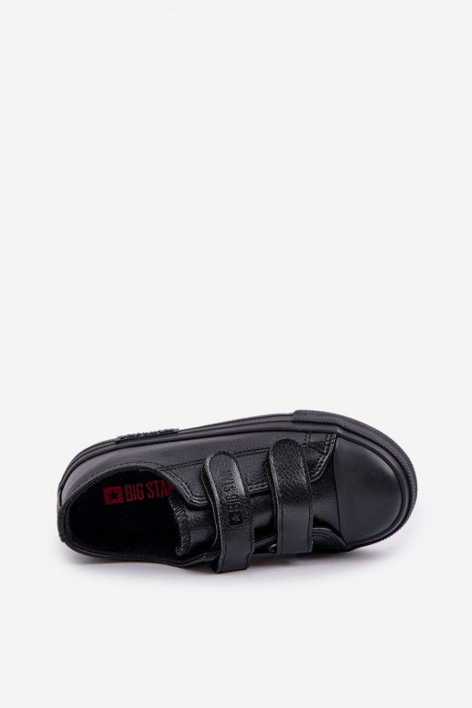 Children's leather casual shoes with sticky fastenings BIG STAR KK374054 black Children's leather casual shoes with sticky fastenings BIG STAR KK374054 black
