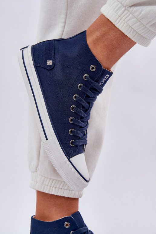 Ladies High Top Sneakers Big Star DD274333 Navy Blue
