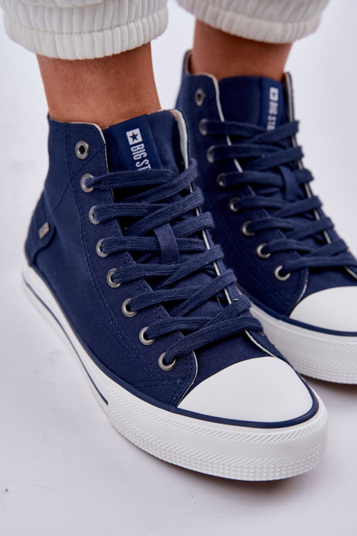 Ladies High Top Sneakers Big Star DD274333 Navy Blue