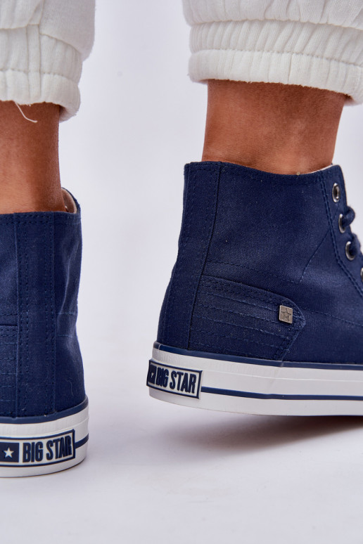 Ladies High Top Sneakers Big Star DD274333 Navy Blue