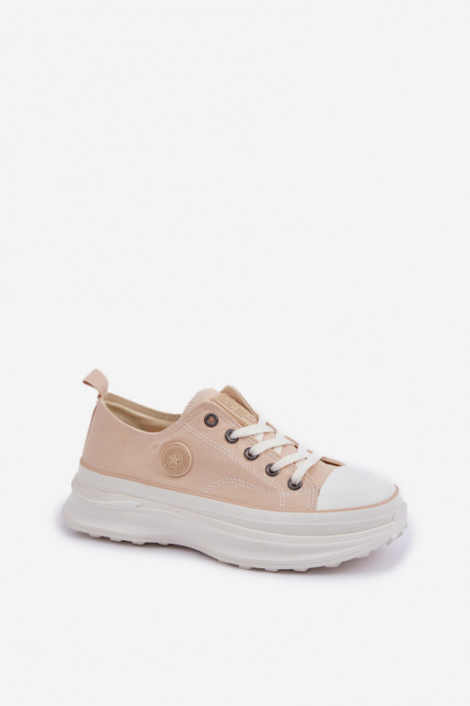 Women Sneakers On Chunky Sole Big Star NN274127 Beige Women Sneakers On Chunky Sole Big Star NN274127 Beige
