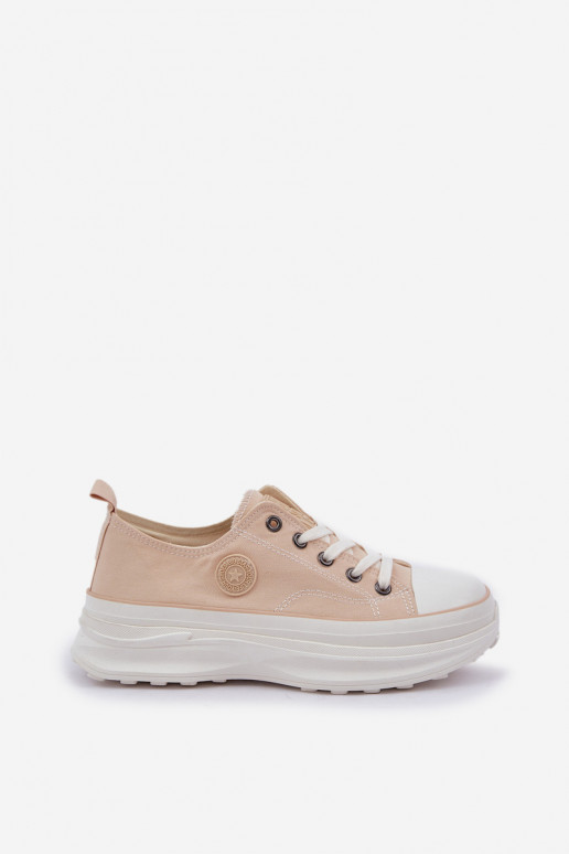 Women Sneakers On Chunky Sole Big Star NN274127 Beige Women Sneakers On Chunky Sole Big Star NN274127 Beige