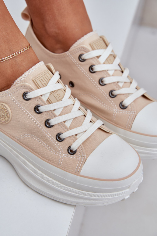 Women Sneakers On Chunky Sole Big Star NN274127 Beige Women Sneakers On Chunky Sole Big Star NN274127 Beige