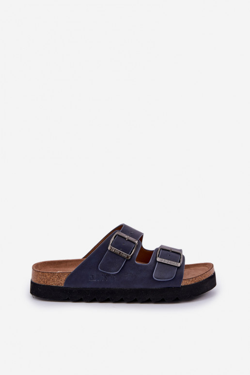 Lightweight Men's Sandals With Buckles Eco Leather Big Star NN174530 Navy Blue Lightweight Men's Sandals With Buckles Eco Leather Big Star NN174530 Navy Blue