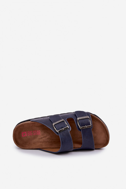 Lightweight Men's Sandals With Buckles Eco Leather Big Star NN174530 Navy Blue Lightweight Men's Sandals With Buckles Eco Leather Big Star NN174530 Navy Blue
