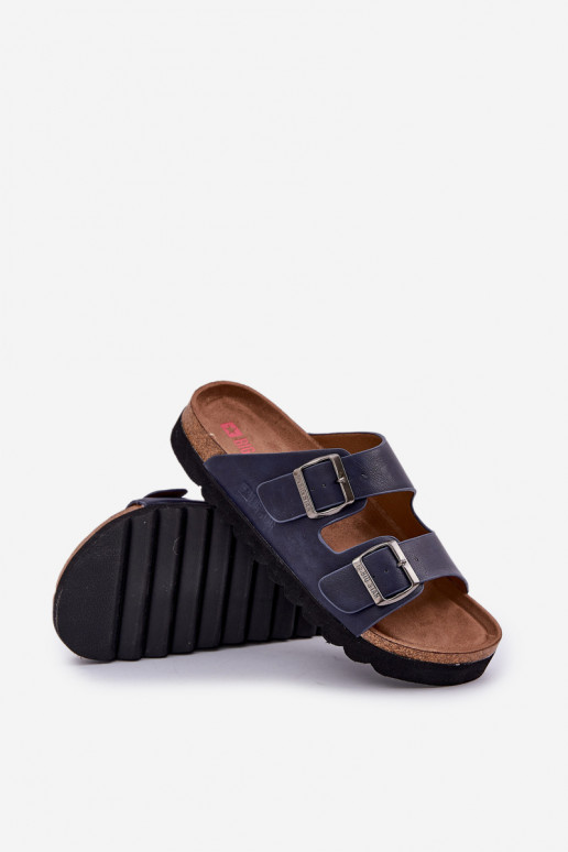Lightweight Men's Sandals With Buckles Eco Leather Big Star NN174530 Navy Blue Lightweight Men's Sandals With Buckles Eco Leather Big Star NN174530 Navy Blue
