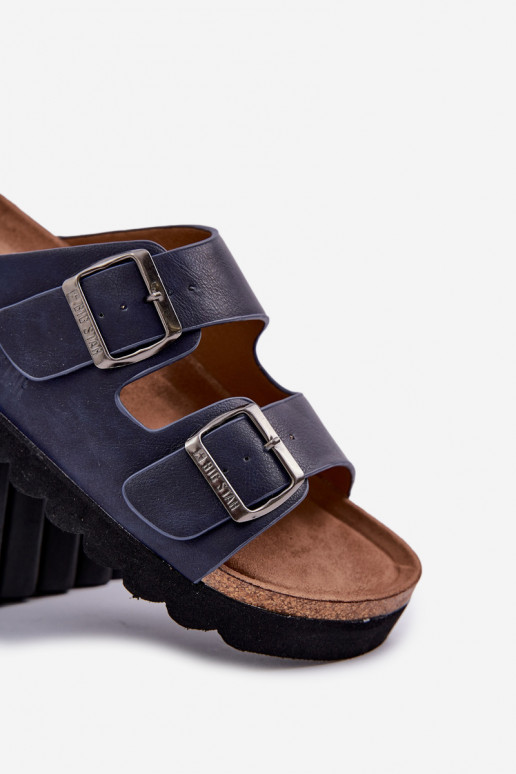 Lightweight Men's Sandals With Buckles Eco Leather Big Star NN174530 Navy Blue Lightweight Men's Sandals With Buckles Eco Leather Big Star NN174530 Navy Blue