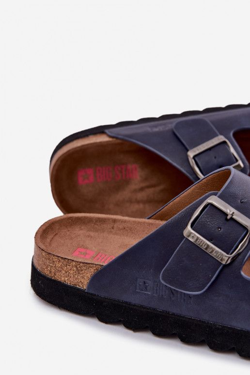 Lightweight Men's Sandals With Buckles Eco Leather Big Star NN174530 Navy Blue Lightweight Men's Sandals With Buckles Eco Leather Big Star NN174530 Navy Blue