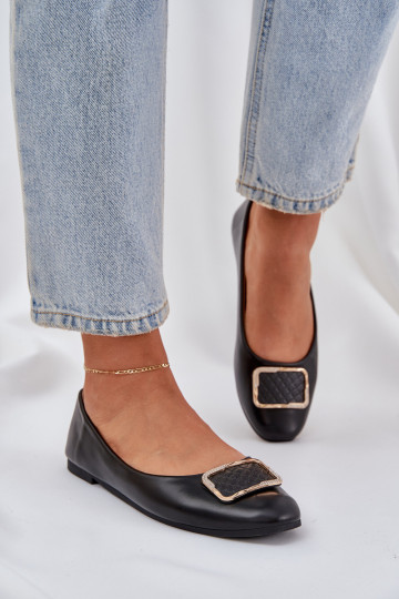 Eco leather ballet flats with decoration black Tulnelia 2
