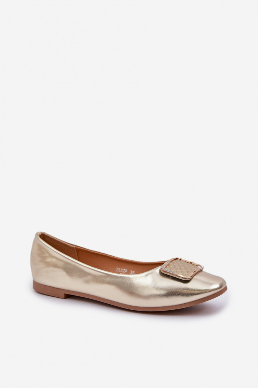 Eco Leather Ballerinas With Decoration Gold Tulnelia