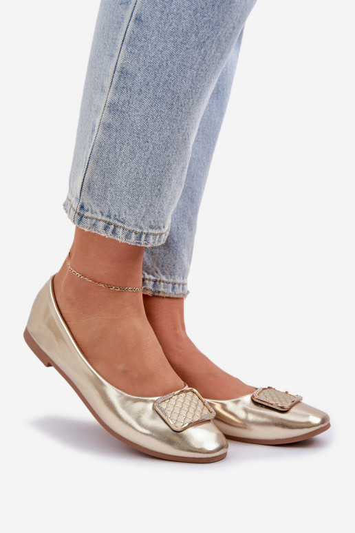 Eco Leather Ballerinas With Decoration Gold Tulnelia