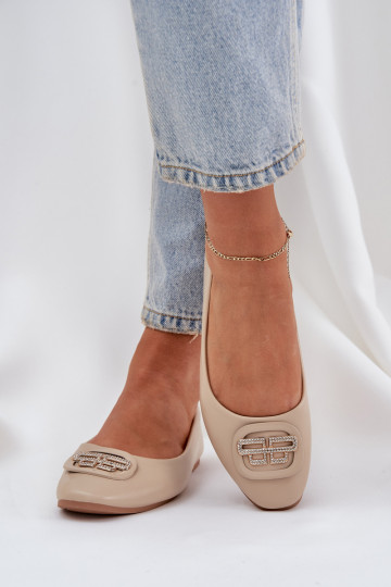 Ballet Flats On Flat Sole With Decoration Beige Ainoria 2