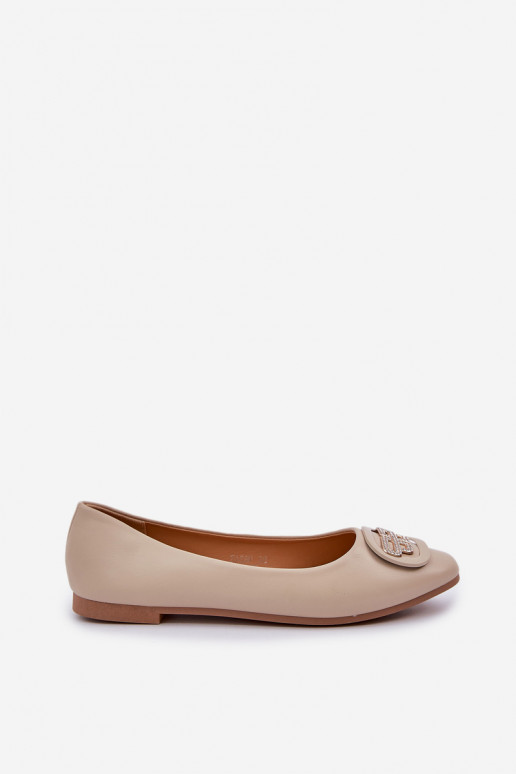 Ballet Flats On Flat Sole With Decoration Beige Ainoria