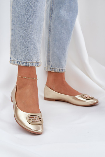 Ballet Flats On Flat Sole With Decoration Gold Ainoria