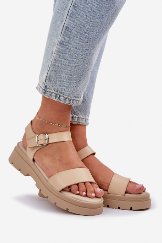 Women's Platform Sandals Beige Evaretha