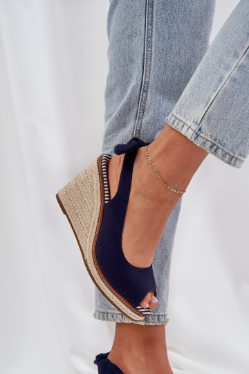 Wedge Sandals With Braiding Navy Nanalis 2