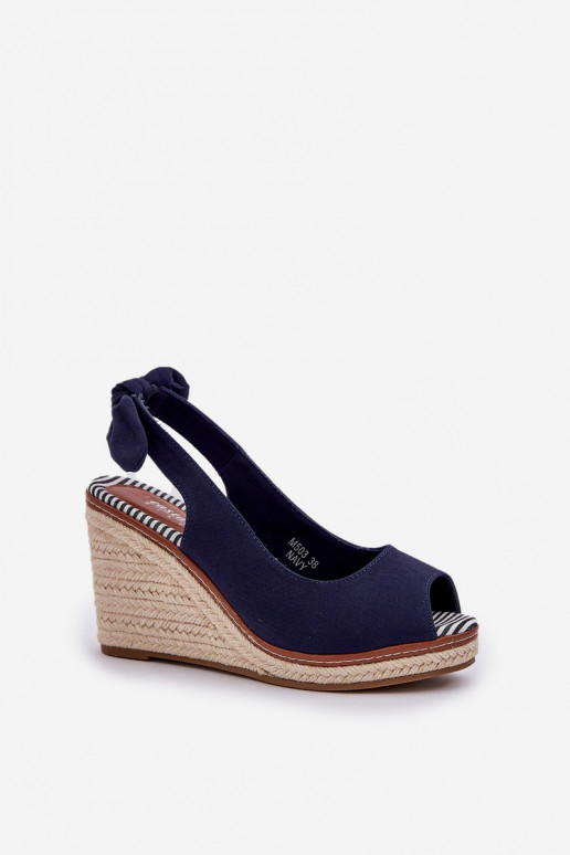 Wedge Sandals With Braiding Navy Nanalis Wedge Sandals With Braiding Navy Nanalis