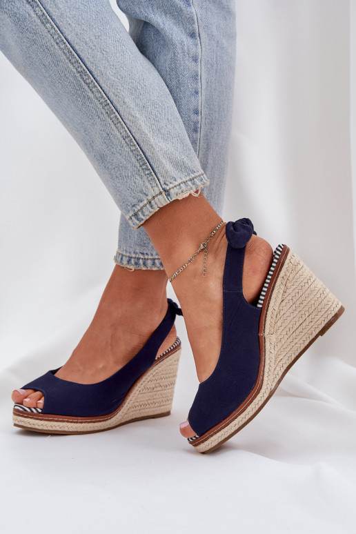 Wedge Sandals With Braiding Navy Nanalis Wedge Sandals With Braiding Navy Nanalis