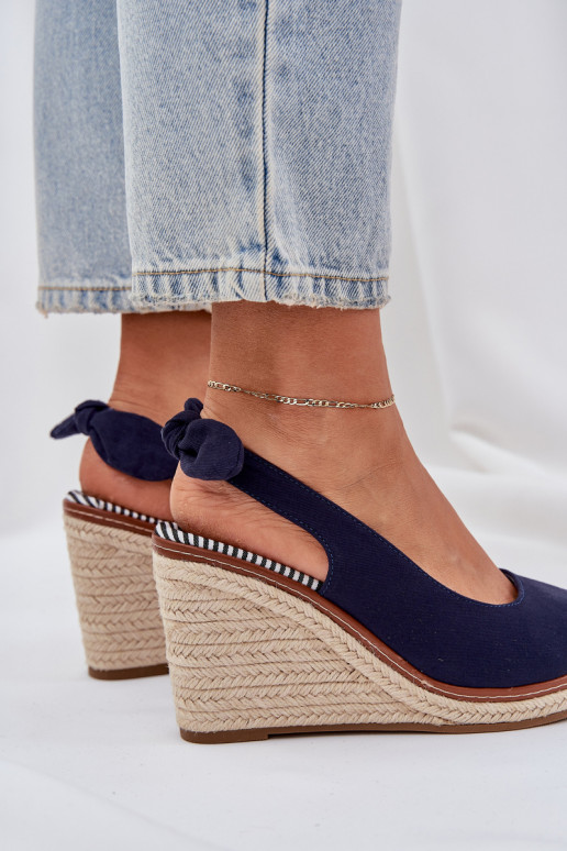 Wedge Sandals With Braiding Navy Nanalis Wedge Sandals With Braiding Navy Nanalis